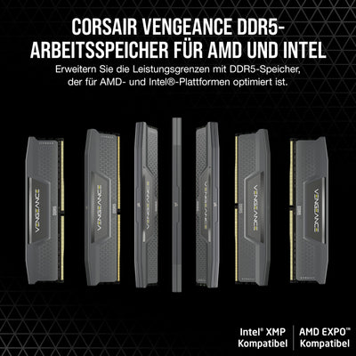 CORSAIR Vengeance DDR5 32GB (2x16GB) DDR5 6000MHz CL36 AMD Expo Intel XMP iCUE Kompatibler Computerspeicher - Grau (CMK32GX5M2E6000Z36)