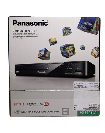 Panasonic DMP-BDT167EG Kompakter 3D Blu-ray Player (Full HD Upscaling, Internet Apps, LAN-Anschluss, USB, MKV-Playback) schwarz