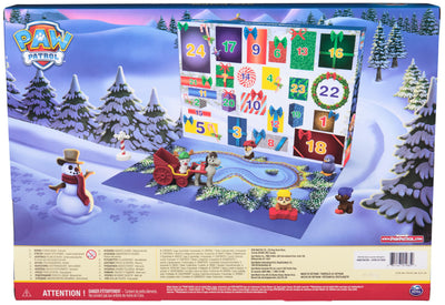 PAW PATROL Adventskalender 2024 – 24 Spielzeug-Überraschungen für eine fantasievolle Winterwelt, 7 Welpenfiguren, Tierfiguren und Zubehör, ab 3 Jahren