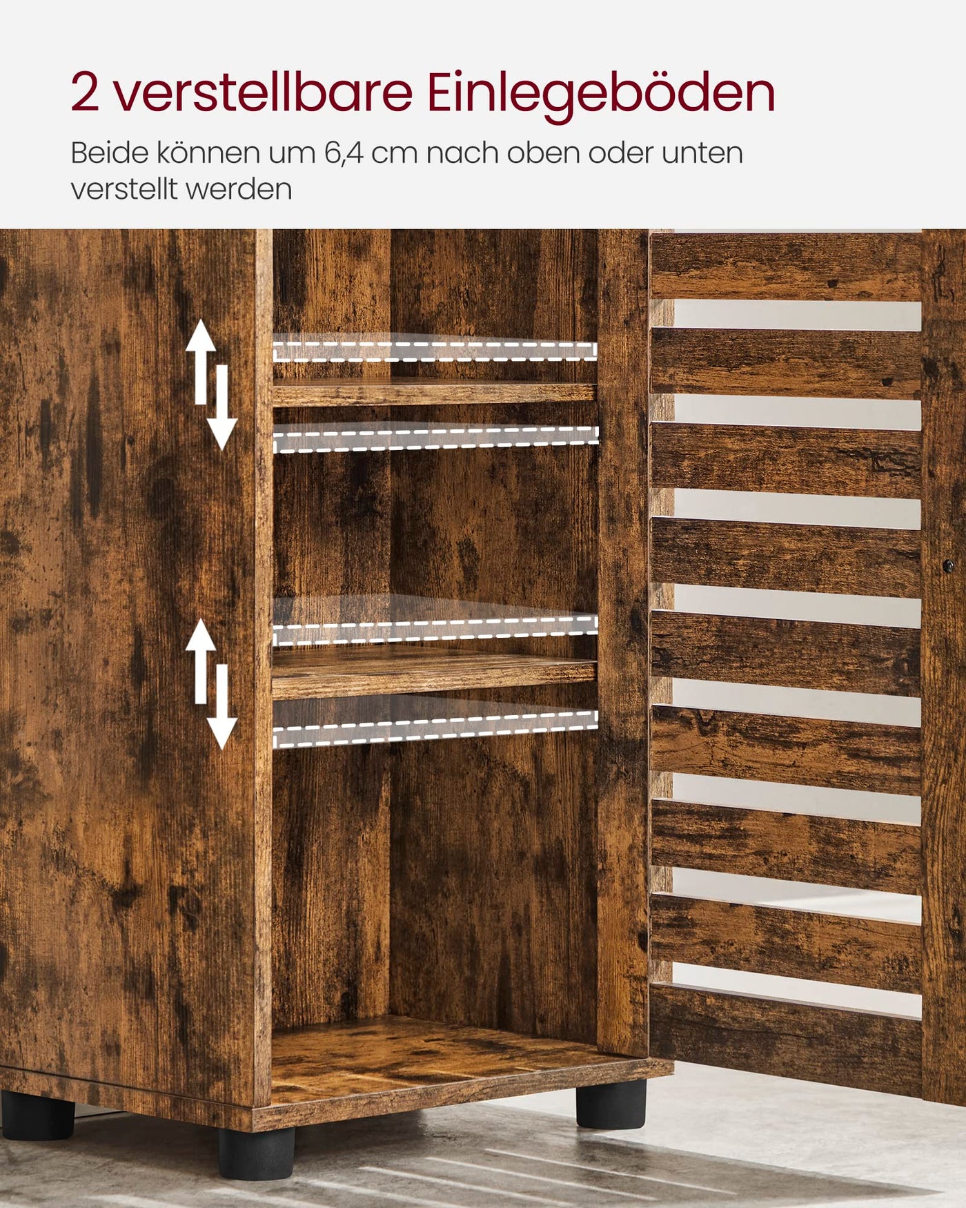 VASAGLE Hochschrank fürs Badezimmer, hoher Badezimmerschrank, Badregal stehend, mit 3 offenen Fächern und 2 verstellbaren Einlegeböden, Wohnzimmer, Eingangsbereich, vintagebraun BBK160X01