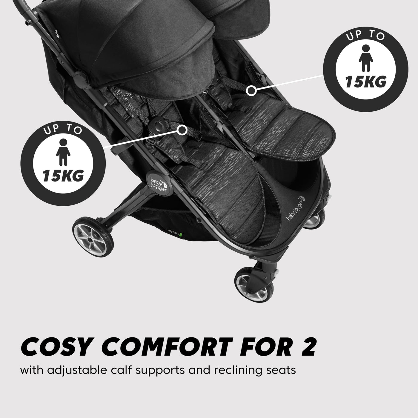 Baby Jogger City Tour 2 Reise-Kinderwagen | ultraleichter, faltbarer & kompakter Kinderwagen | Pitch Black