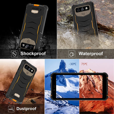 HOTWAV T5 Pro Outdoor Smartphone ohne Vertrag Günstige, 6.0 Zoll HD Android 12 Outdoor Handy, 4GB+32GB Erweiterbar Wasserdichter Handy, 7500mAh 13MP+5MP Dual SIM 4G Handy - Face ID/OTG/GPS