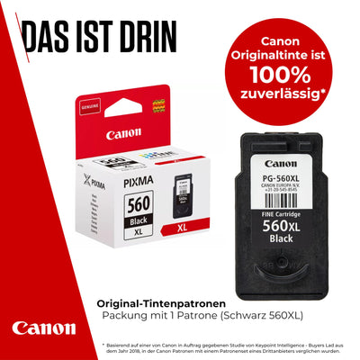 Canon Tinte - PG-560XL Original Tinte Schwarz mit hoher Reichweite - Druckt bis zu 400 A4-Seiten (1 x Patrone) - Kompatibel PIXMA Druckern