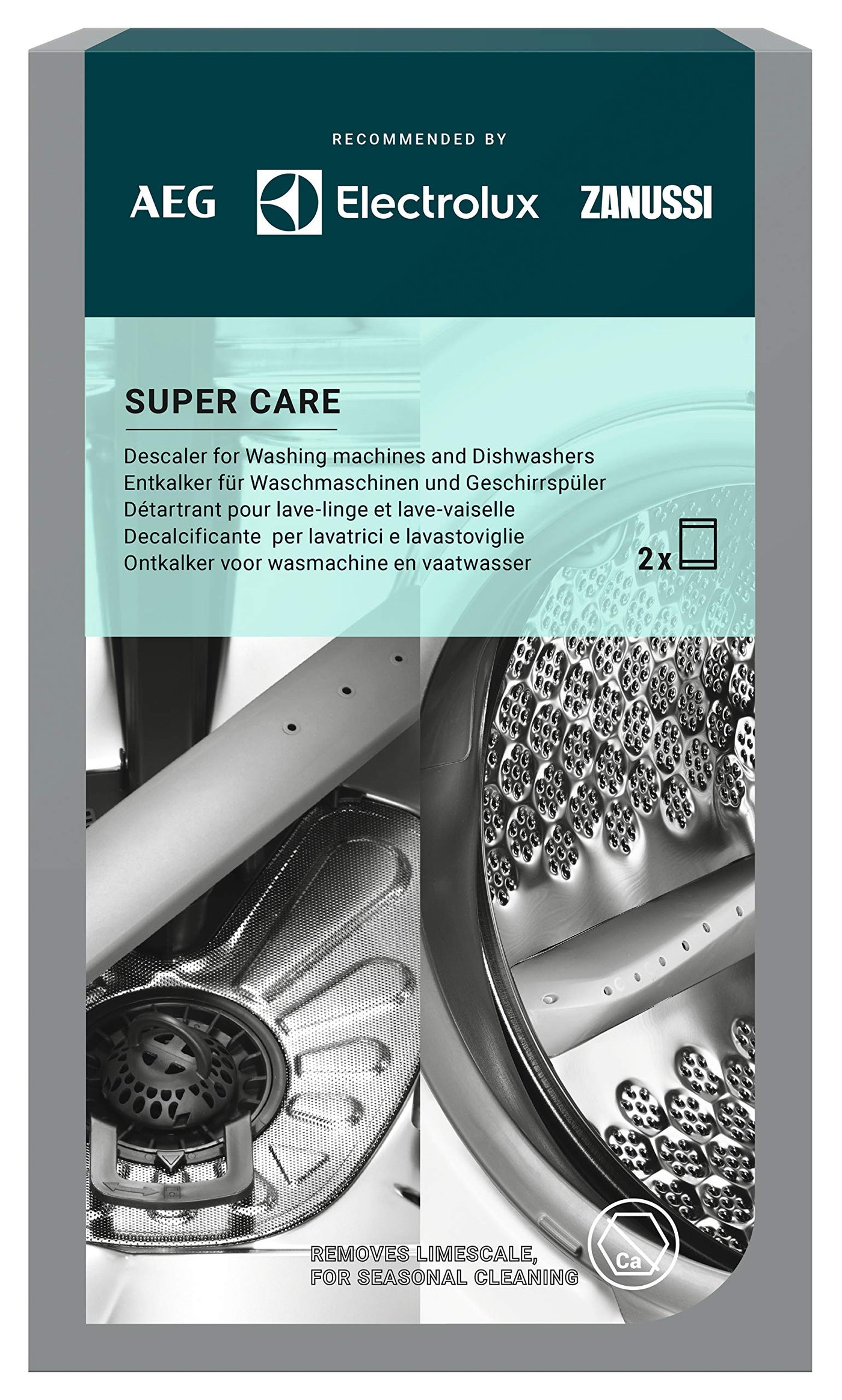 AEG M3GCP300 9029799286 Super Care - Entkalker für Waschmaschinen und Geschirrspüler. Enthält 2 Sachets.