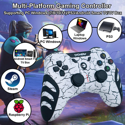 DuLingKer PC Controller Wireless, PS3 Controller PC Gamepad mit Dual Vibration, 2,4G Wireless Gaming Controller für PC Windows 11 10 8 7, PS3, Android Smart TV, TV Box, Steam, Raspberry Pi