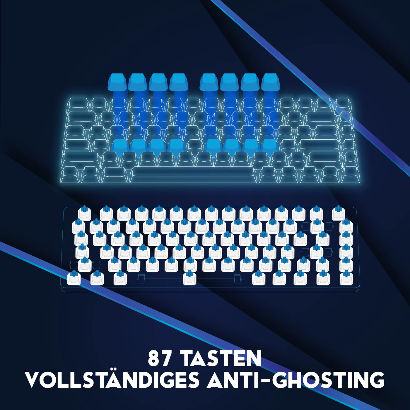 DR1TECH Raven Mechanische TKL Gaming Tastatur Für PC/PS4 mit RGB Hintergrundbeleuchtung - 87 Tasten Anti Ghosting - Ergonomische USB Tastatur mit Kabel (Internationales-Layout)