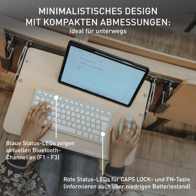 CHERRY KW 7100 MINI BT, Kompakte Multi-Device-Tastatur mit 3 Bluetooth-Kanälen, Deutsches Layout (QWERTZ), Flaches Design, inkl. Transporttasche, Agave Green