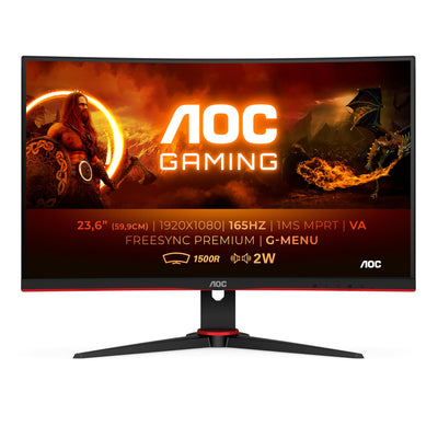 AOC Gaming C24G2AE - 24 Zoll FHD Curved Monitor, 165 Hz, 1ms, FreeSync Premium (1920x1080, HDMI, DisplayPort) schwarz