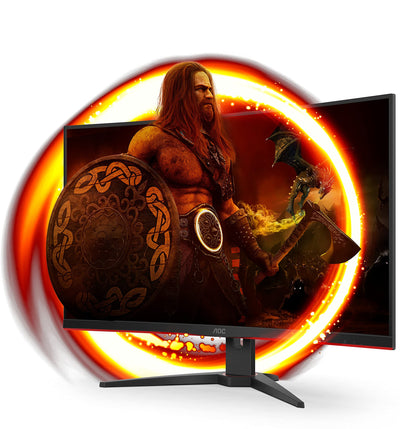 AOC Gaming C32G2ZE - Moniteur incurvé FHD 32 pouces, 240 Hz, 1 ms, FreeSync Premium (1920 x 1080, HDMI, DisplayPort) noir/rouge