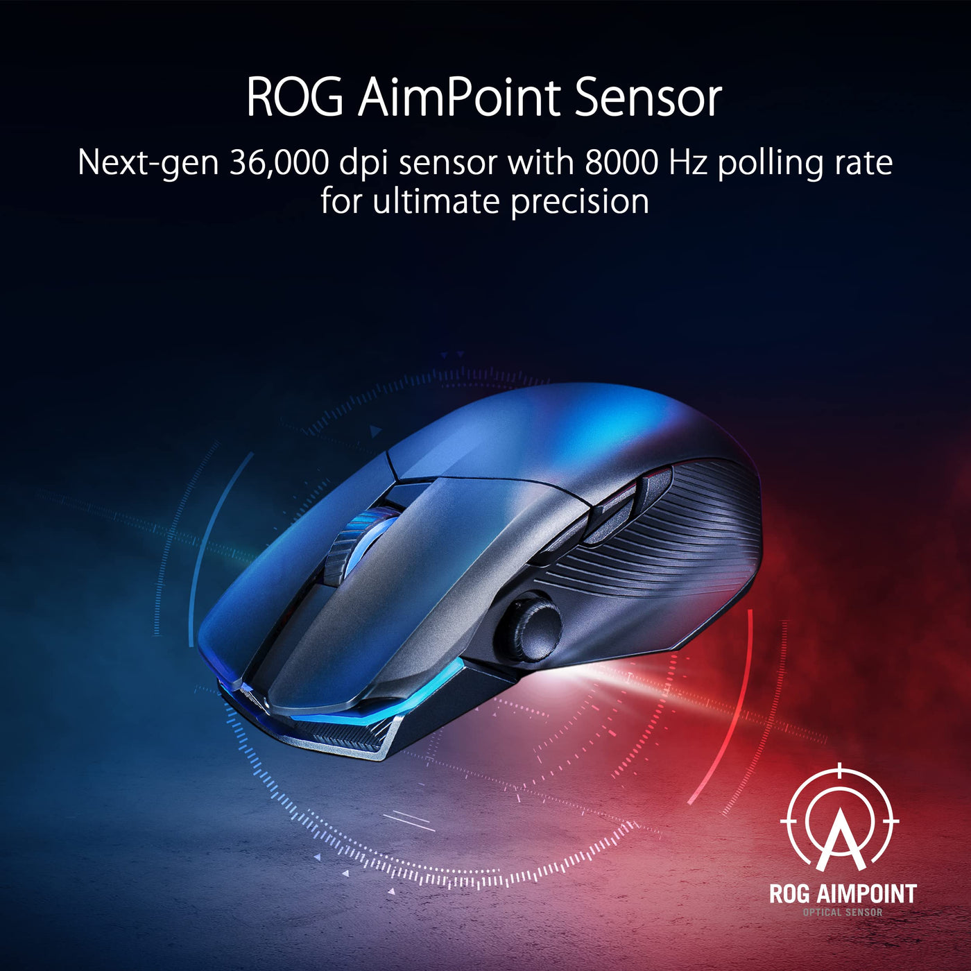 ASUS ROG Chakram X Origin kabellose RGB Gaming Maus (ROG AimPoint-Sensor, 36.000 dpi, Polling-Rate 8000 Hz, RF 2,4 GHz / Bluetooth / kabelgebunden, 11 programmierbare Tasten, Joystick, schwarz)