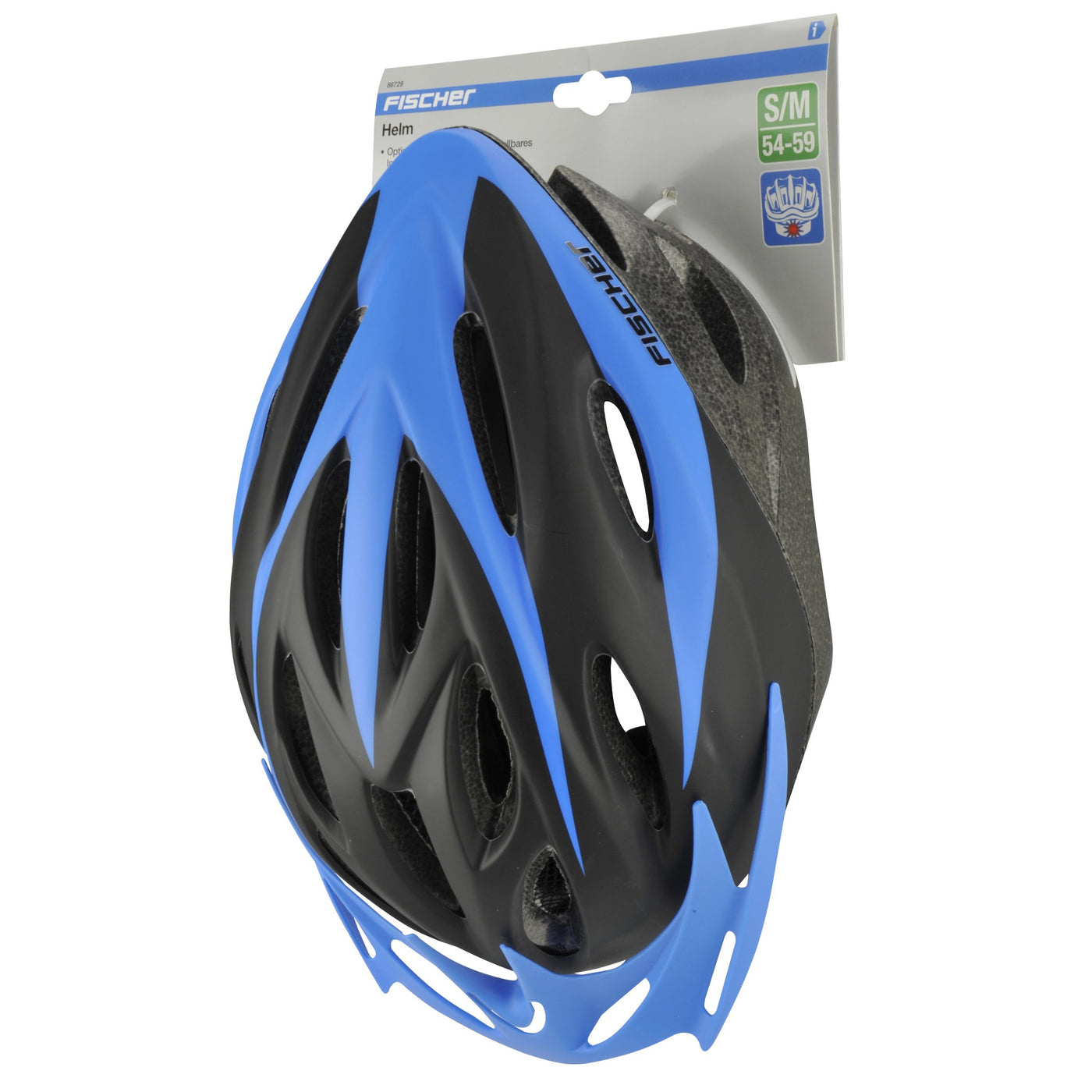 FISCHER Erwachsene Fahrradhelm, Radhelm, Mountainbike-Helm, Cityhelm Sportiv, S/M, 54 – 59 cm, schwarz blau, mit beleuchtetem Innenring-System