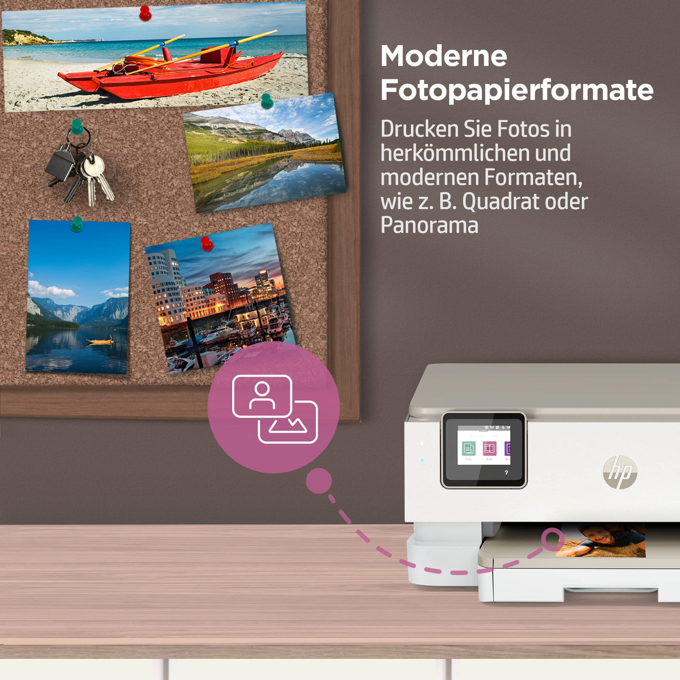 Imprimante multifonction HP Envy Inspire 7220e, imprimante à jet d'encre, 20€ de cashback, 3 mois d'impression gratuite avec HP Instant Ink inclus, HP+, impression, numérisation, copie, impression photo, DIN A4, WLAN, Airprint