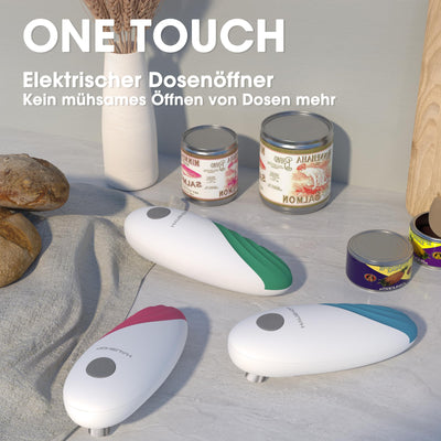 HAUSHOF Elektrischer Dosenöffner, One Touch Dosenöffner, Automatische 360°-Drehung & Automatischer Stopp, Küchenhelfer für Köche, ältere Menschen, Kinder & Verletzte, Mit 4 AA-Batterien, Grün