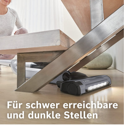 Bosch Hausgeräte Akku-Staubsauger Flexxo 2 in 1 Serie 4 BBH3K2801, kabelloser Handstaubsauger, beutellos, hohe Saugleistung, Lange Laufzeit, Düse mit LED Beleuchtung, alle Bodenarten, Silber