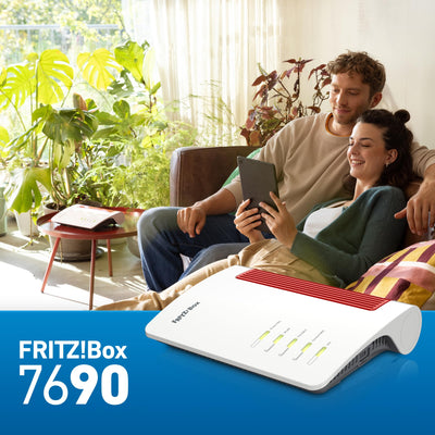 AVM FRITZ!Box 7690 (Wi-Fi 7 DSL-Router mit 5.760 MBit/s (5GHz) & 1.376 MBit/s (2,4 GHz), bis zu 300 MBit/s mit VDSL-Supervectoring und ADSL2+, WLAN Mesh, DECT-Basis, deutschsprachige Version)