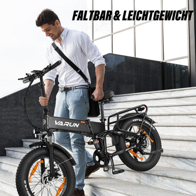 VARUN E Bike 20 * 4,0 Zoll Mountainbike, Elektrofahrrad Klapprad mit 250W Motor, 48V13Ah Lithium-Batterie, LCD-Meter, geeignet für Berg Schnee, Straße Fahren