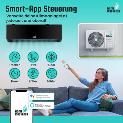 Homeinnovator Quick Connect 12000 BTU Split Klimaanlage und Heizung – energieeffiziente 230V- Klimaanlage mit komplettem Installationssatz – Inverter-Klimaanlage