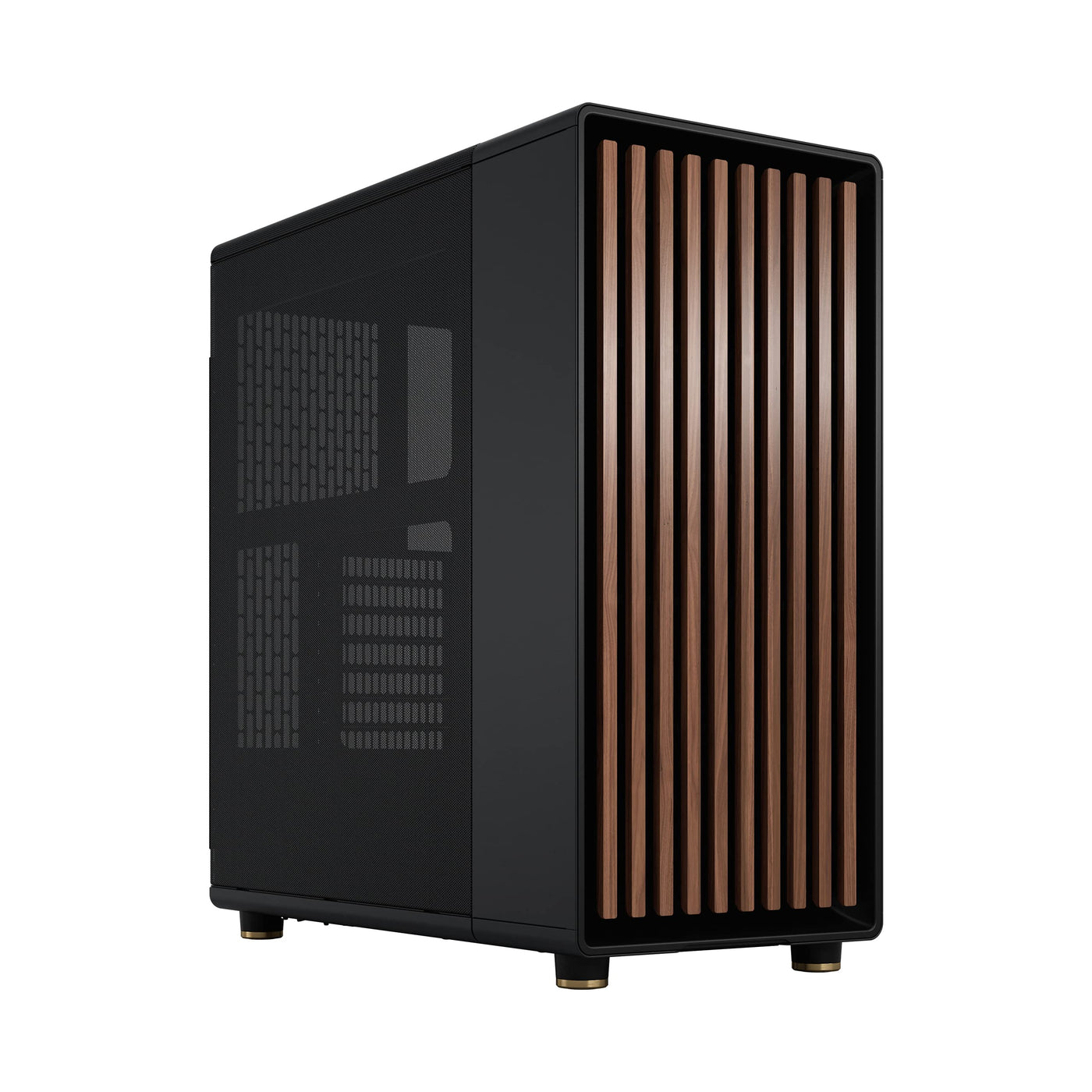 Fractal Design North Charcoal Black - Wood Walnut Front - Mesh Side Panels - Two 140mm Aspect PWM Fans Included - Intuitive Interior Layout Design - ATX Mid Tower PC Gaming Case