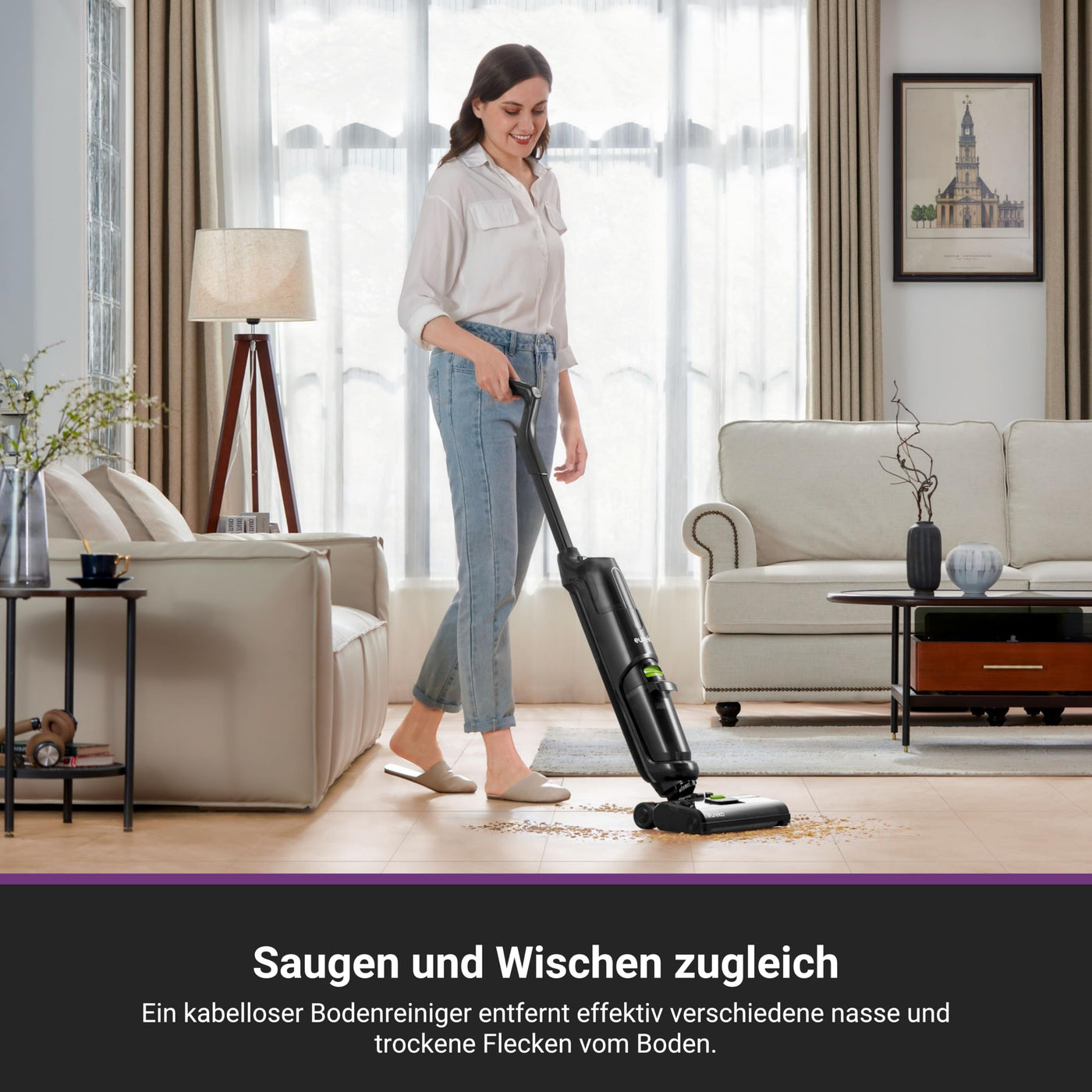 EUREKA NEW400 Nass-Trockensauger Kabelloser,Smart Nass-Trocken-Staubsauge mit Dual-Tank-Design,Selbstreinigung Bodenreiniger,Leicht Wischsauger Kabellos für Hartböden, Tierhaare, Essensreste