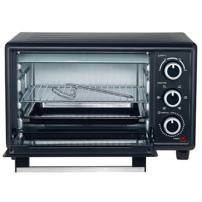 OptimumX 20 L Minibackofen, Klein mini Backofen mit Umluft, 60 Min Timer, Pizza-Ofen, 1380 W, Schwarz