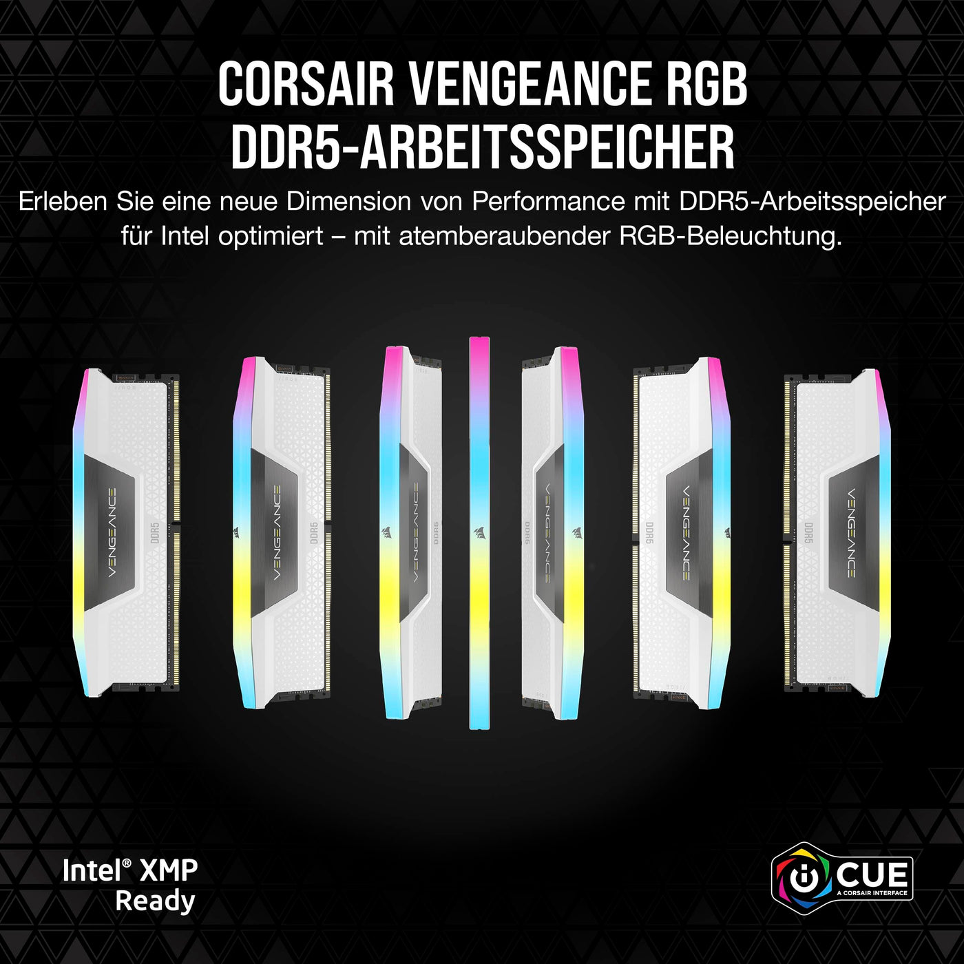 Corsair Vengeance RGB DDR5 RAM 32GB (2x16GB) 6000MHz CL36 Intel XMP iCUE Kompatibel Computer Speicher - Schwarz (CMH32GX5M2E6000C36)