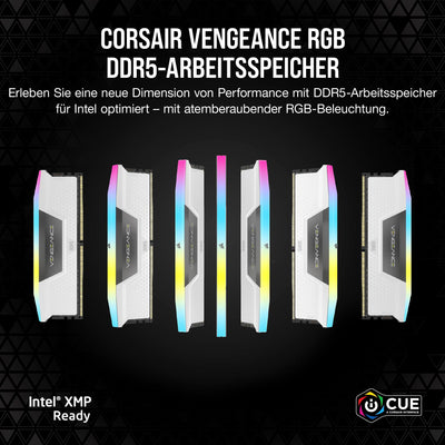 Corsair Vengeance RGB DDR5 RAM 32GB (2x16GB) 6000MHz CL36 Intel XMP iCUE Kompatibel Computer Speicher - Schwarz (CMH32GX5M2E6000C36)