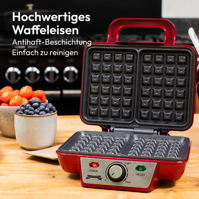 Gadgy Waffeleisen Belgische Waffel | 23x16,8 cm. für 2 Waffeln | Waffle maker 1000 Watt | Einstellbare Temperatur LED-Anzeige | Griff erhitzt nicht | Party-Desserts