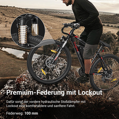 Eleglide M2 E Bike Herren Damen mit 36V 15Ah Abnehmbarer Akku, 27,5/29 Zoll Offroad E Mountainbike, Elektrofahrrad Pedelec mit APP, 24 Gänge Schaltung, Reichweite bis zu 125 KM (27,5 Zoll)