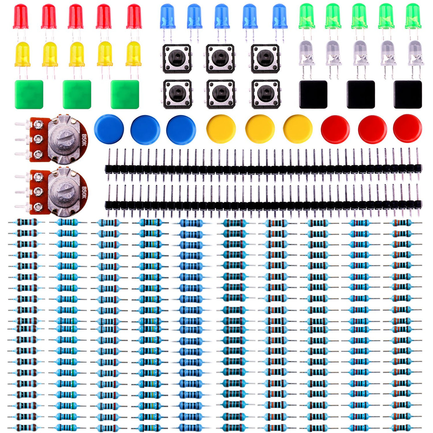 ELEGOO Elektronik Komponente Pack mit Widerstand, LED, Druckschalter, Potentiometer