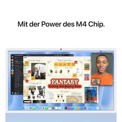 Apple iMac All-in-One Desktop-Computer mit M4 Chip mit 8 Core CPU und 8 Core GPU: 24" Retina Display, 16 GB gemeinsamer Arbeitsspeicher, 256 GB SSD Speicher, passendes Zubehör; Blau