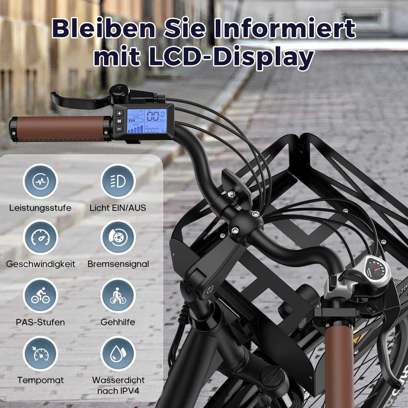 Fafrees E Bike 26 Zoll, Elektrofahrrad für Herren Damen mit 36V 20,3AH Akku, Citybike Elektrofahrräder Reichweite 80-200KM, 42N.m Drehmoment, F26 Lasting (Schwarz)