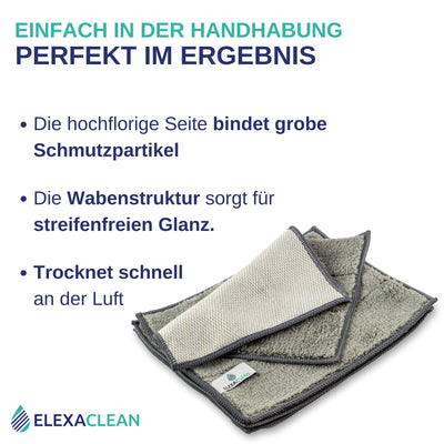 ELEXACLEAN Spültücher waschbar - Mikrofaser (Grau, 4er Set, 24x20cm) Spüllappen für Küche, Geschirr