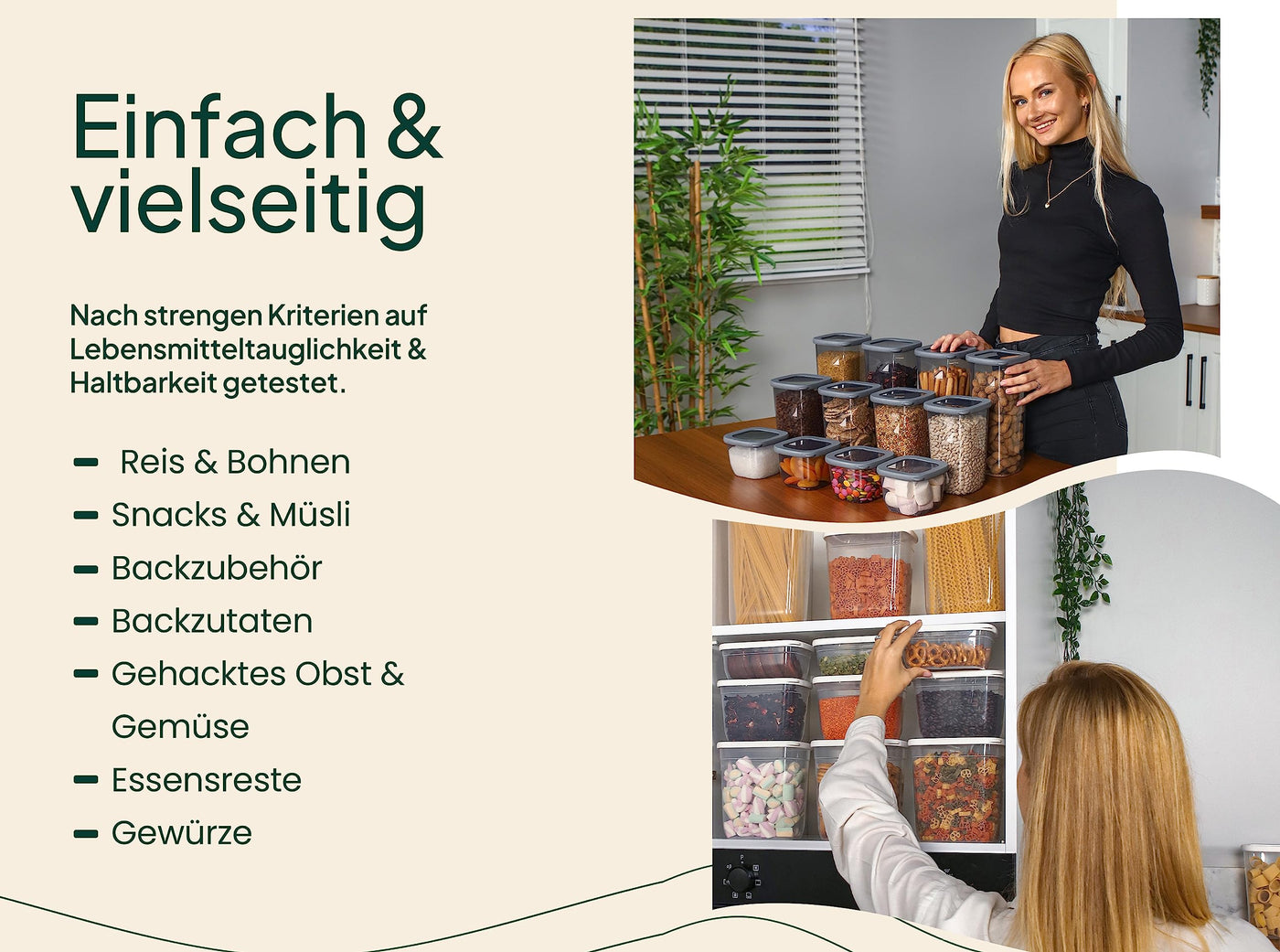 uandu Vorratsdosen mit Deckel Luftdicht - 12er Vorratsbehälter Set | Aufbewahrungsbox Küche Aufbewahrung & Organisation | BPA Frei | Küchen Organizer | Vorratsdosen für alle trockenen Lebensmittel