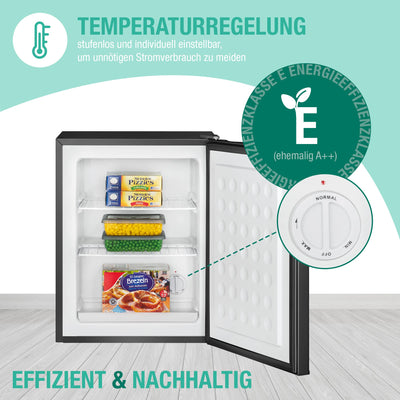 Bomann® Gefrierschrank klein mit 42L Nutzinhalt | Mini Gefrierschrank mit 2 herausnehmbaren Gitterablagen | Gefrierschrank mit wechselbarem Türanschlag & stufenloser Temperaturreglung |GB 7236 schwarz