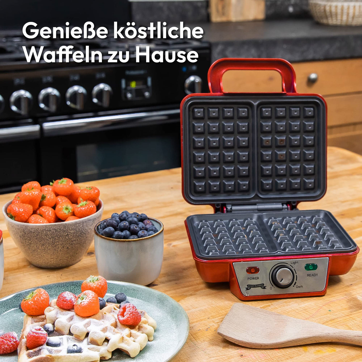 Gadgy Waffeleisen Belgische Waffel | 23x16,8 cm. für 2 Waffeln | Waffle maker 1000 Watt | Einstellbare Temperatur LED-Anzeige | Griff erhitzt nicht | Party-Desserts