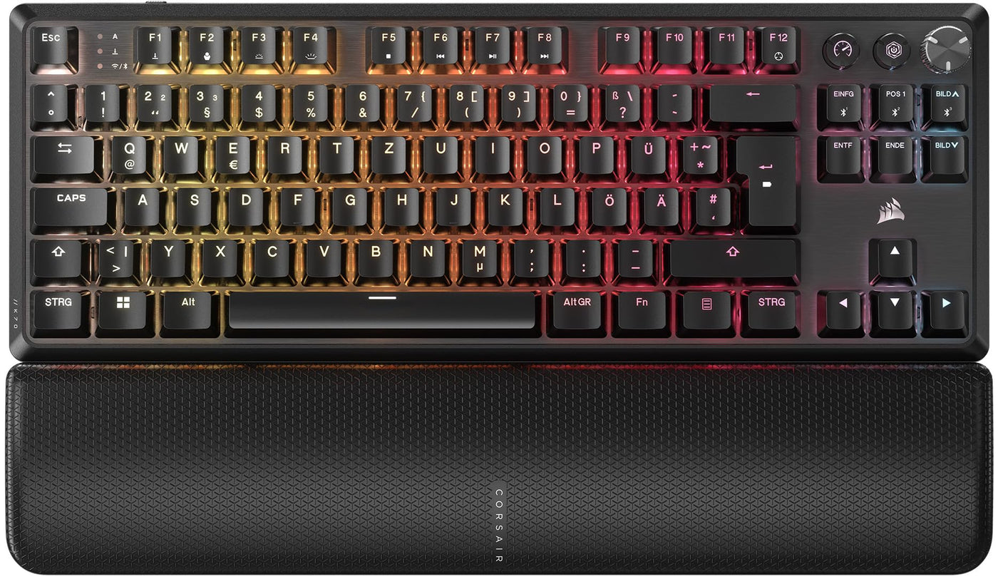 Corsair K70 CORE TKL Wireless RGB Mechanische Tenkeyless-Gaming-Tastatur – Vorgeschmierte MLX Red v2 Linear Switches – Zweischichtige Schalldämpfung – ABS Keycaps – QWERTZ DE – Schwarz