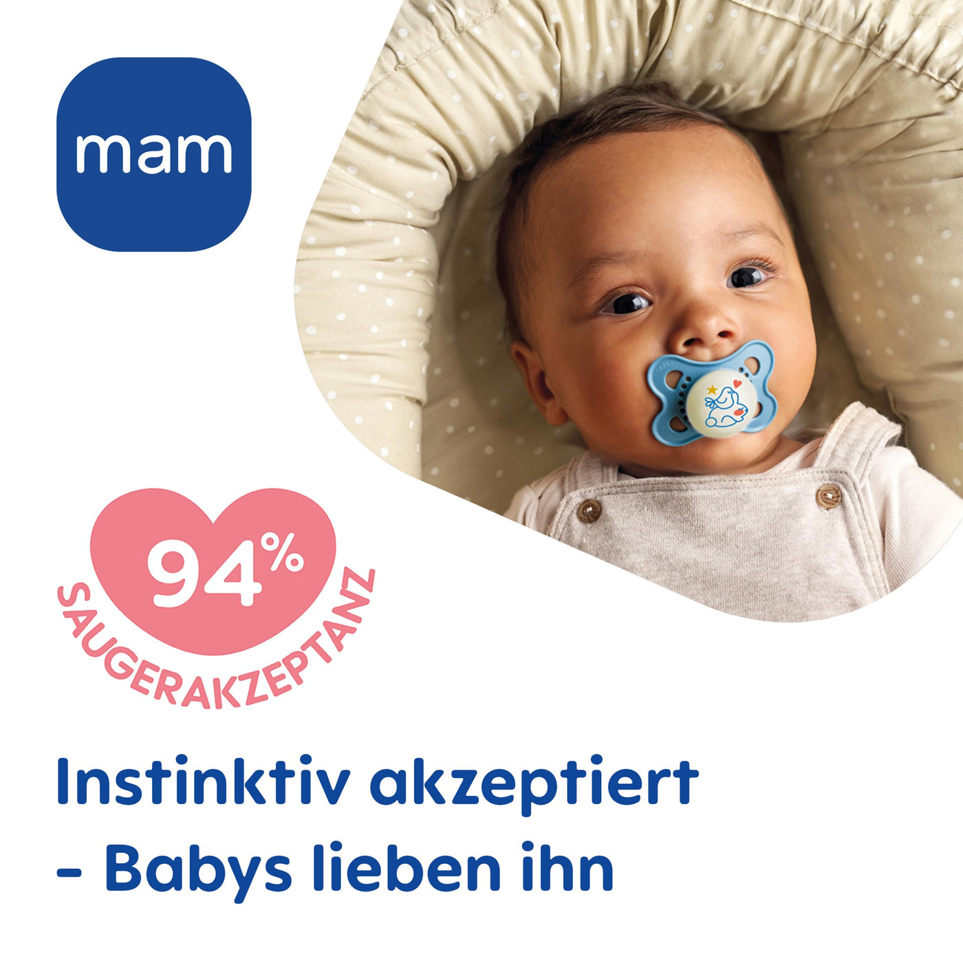 MAM Original Night Schnuller im 2er-Set, leuchtender & zahnfreundlicher Baby Schnuller aus nachhaltigen & bio-erneuerbaren Materialien, mit Schnullerbox, 0-6 Monate, Hase/Mond