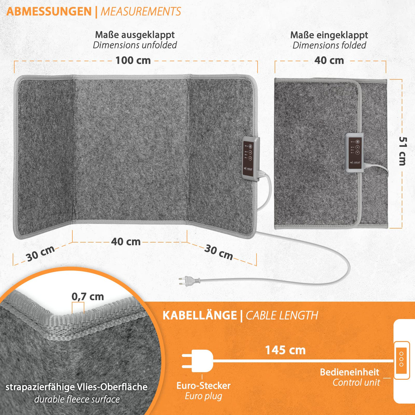 Mi-Heat Infrarot Schreibtischheizung Heizpaneel 260W | Standheizung für Büro Schreibtisch Arbeitsplatz unter den Tisch | Temperatur bis zu 60°C faltbar, Grau