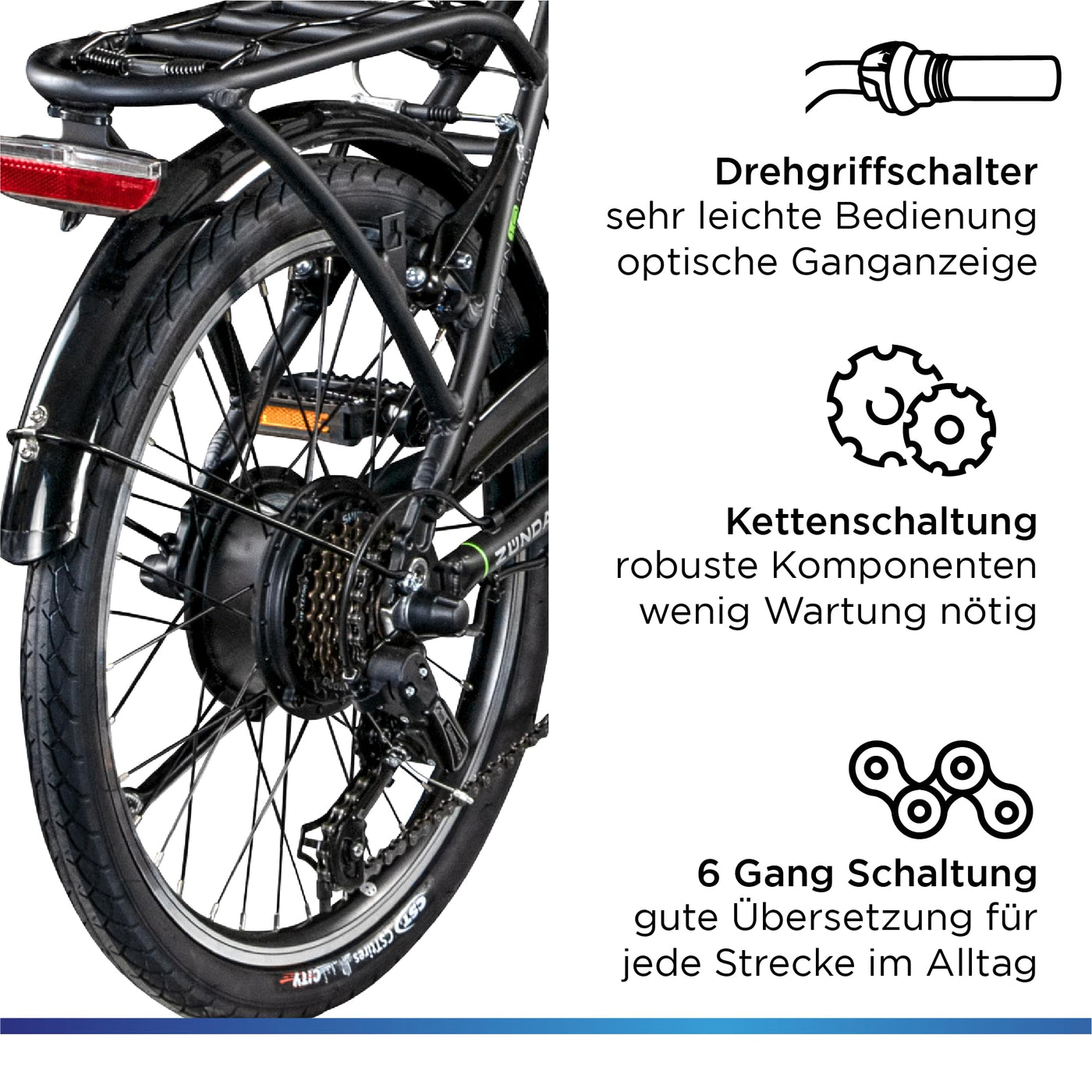 ZÜNDAPP Faltrad E-Bike 20 Zoll Z101 Klapprad Pedelec StVZO Elektrofaltrad 6 Gang (schwarz)