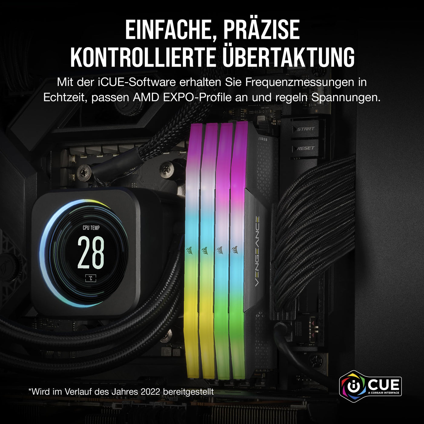 CORSAIR Vengeance RGB DDR5 64GB (2x32GB) DDR5 6000MHz CL30 AMD Expo Intel XMP iCUE Kompatibler Computerspeicher - Grau (CMH64GX5M2B6000Z30)