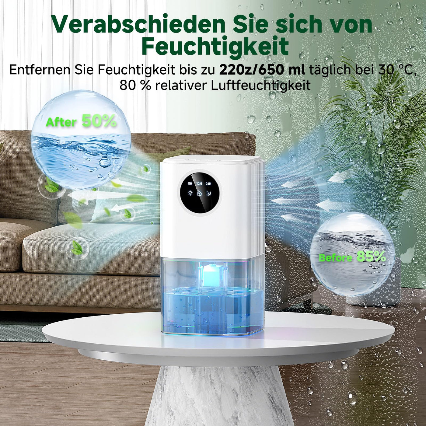 1800ML Entfeuchter Elektrisch, Raumentfeuchter Leise Dehumidifier Mit Funktion Abtauen & Schlafmodus, Timer, Entfeuchter für Badezimmer