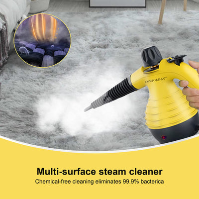 Comforday Dampfreiniger Handgerät Hand Dampfreiniger Handgerät Mit 9 Fleckenentfernungszubehör Eliminates Grease Küche Autositze und Vieles Mehr, Sofa-Reiniger Fleckenentferner, Steam Cleaner