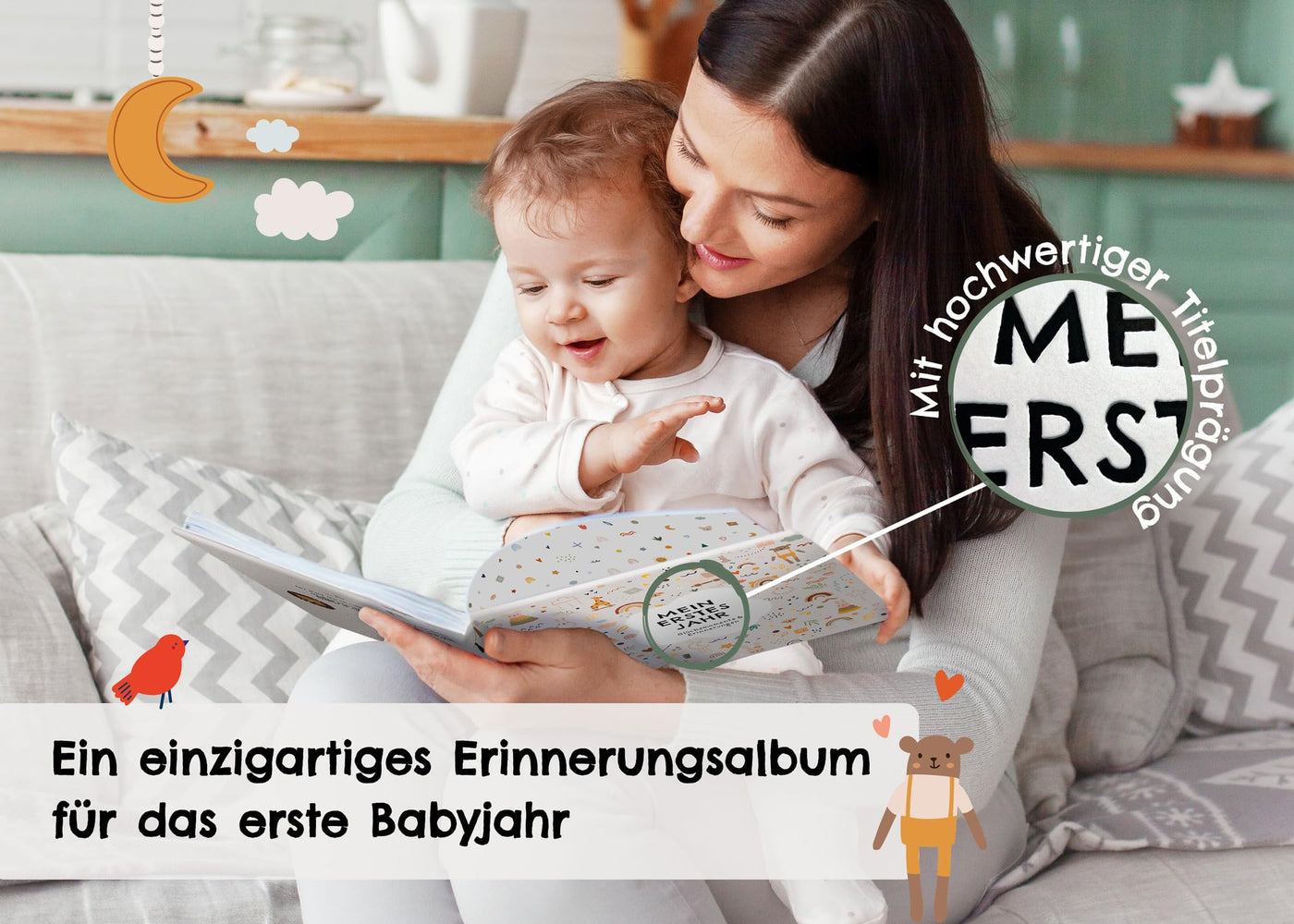 Babyalbum Mein erstes Jahr - Baby Erinnerungsbuch für die schönsten Momente - Das Babybuch zum Ausfüllen fürs 1. Lebensjahr - Ein besonderes Geschenk zur Geburt für Mädchen & Jungen: Boho Spielzeug