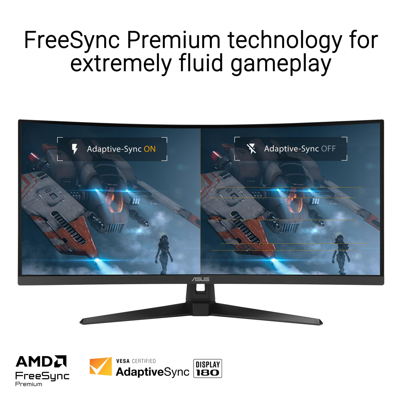 ASUS TUF Gaming VG34VQ3B Gaming Monitor - 34 Zoll WQHD (3440x1440), Curved, 180Hz, ELMB SYNC, FreeSync Premium, 1ms MPRT, 90% DCI-P3, DisplayWidget Center