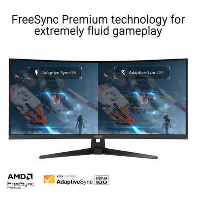 ASUS TUF Gaming VG34VQ3B Gaming Monitor - 34 Zoll WQHD (3440x1440), Curved, 180Hz, ELMB SYNC, FreeSync Premium, 1ms MPRT, 90% DCI-P3, DisplayWidget Center