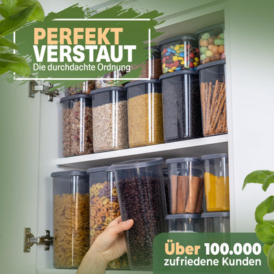 Viwares Vorratsdosen mit Deckel luftdicht - 36er Vorratsbehälter Set - Luftdichte Vorratsdosen für Gewürze Müsli Mehl Aufbewahrung Küche - Praktische Aufbewahrungsbox Küche für Lebensmittel