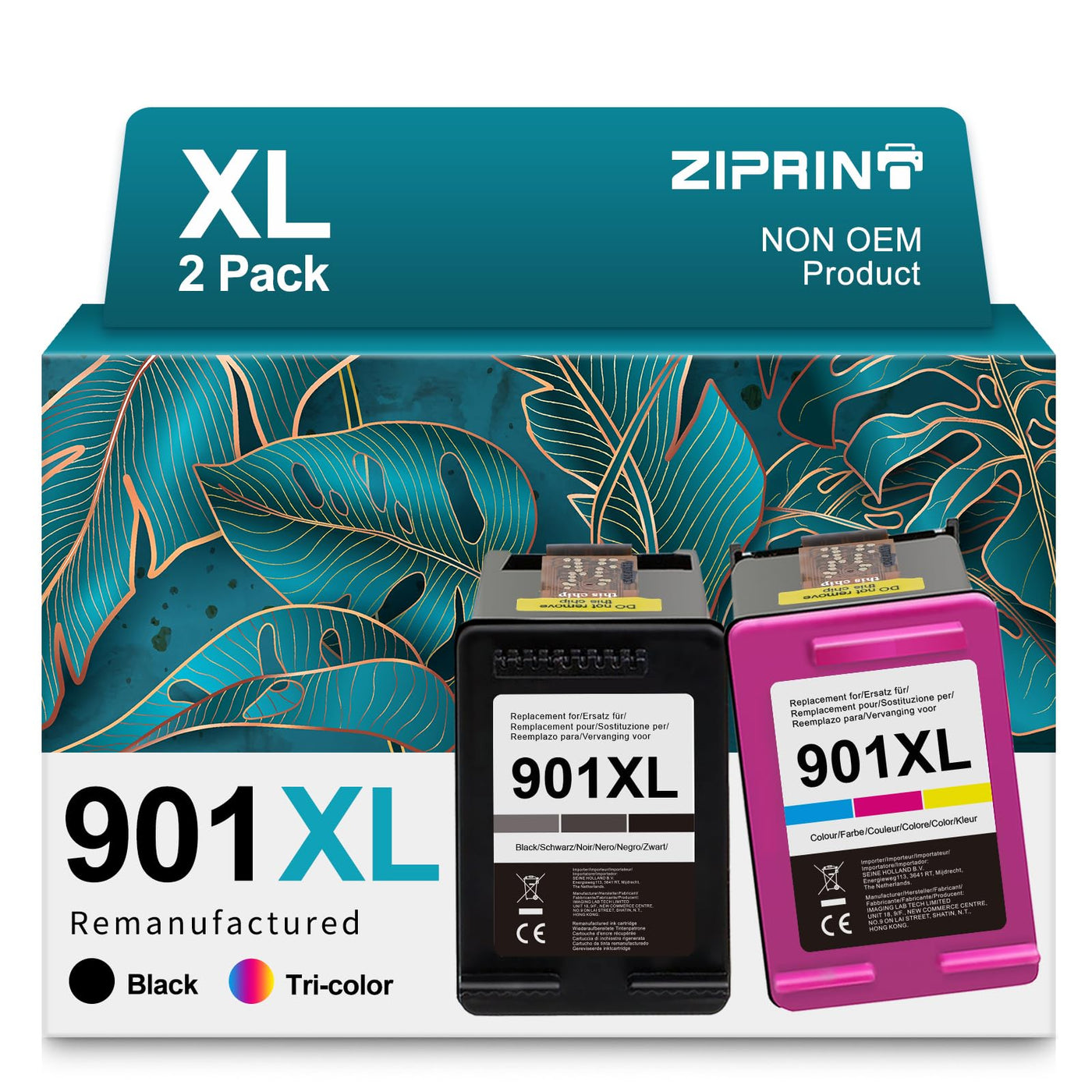 ZIPRINT 901XL Kompatibel für HP 901 Druckerpatronen für HP OfficeJet 4500 J4580 J4680 J4540 J4550 J4524,J4535 J4545, J4600, J4585 J4624, J4660(Schwarz, Farbe)