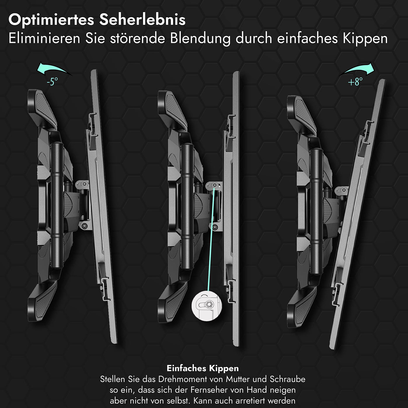 Invision TV Wandhalterung für 37-75 Zoll Bildschirme, Schwenkbar Neigbar und Ausfahren TV Halterung für Flache und Gebogene Fernseher, Max Gewicht 50kg, VESA 200x100mm zu 600x400mm (DXL-DE-IA)