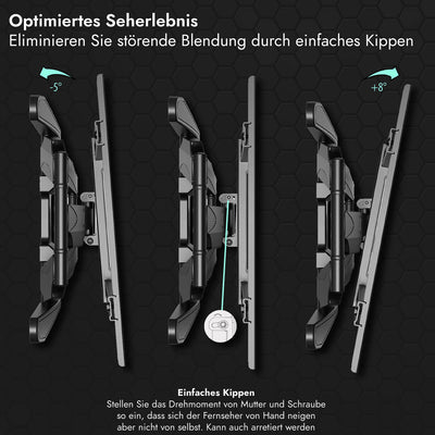 Invision TV Wandhalterung für 37-75 Zoll Bildschirme, Schwenkbar Neigbar und Ausfahren TV Halterung für Flache und Gebogene Fernseher, Max Gewicht 50kg, VESA 200x100mm zu 600x400mm (DXL-DE-IA)