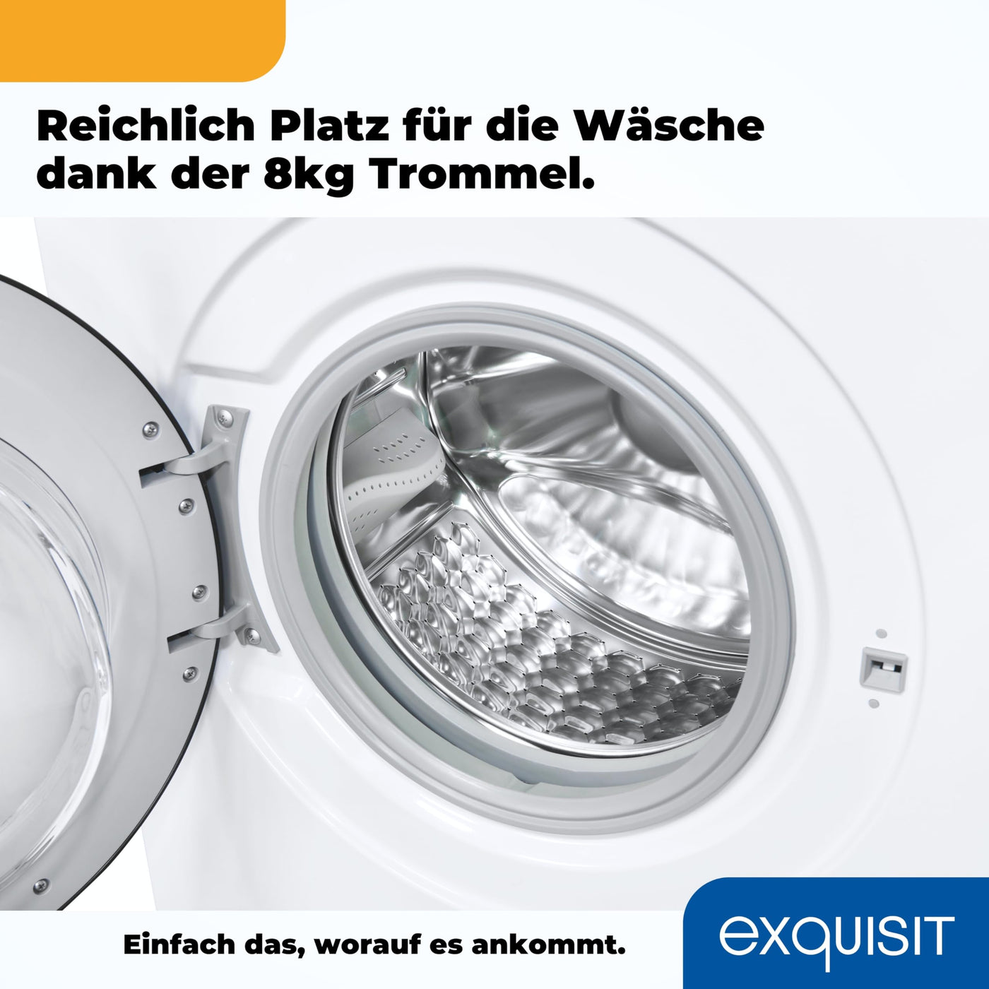 Exquisit Waschmaschine 8kg, Energieeffizienzklasse A, max. 1400 U/Min, Schnellprogramm, Startzeitvorwahl (3-24 Std.), Kindersicherung, Aquastop, ECO, 16 Waschprogramme, WA58014-340A weiss